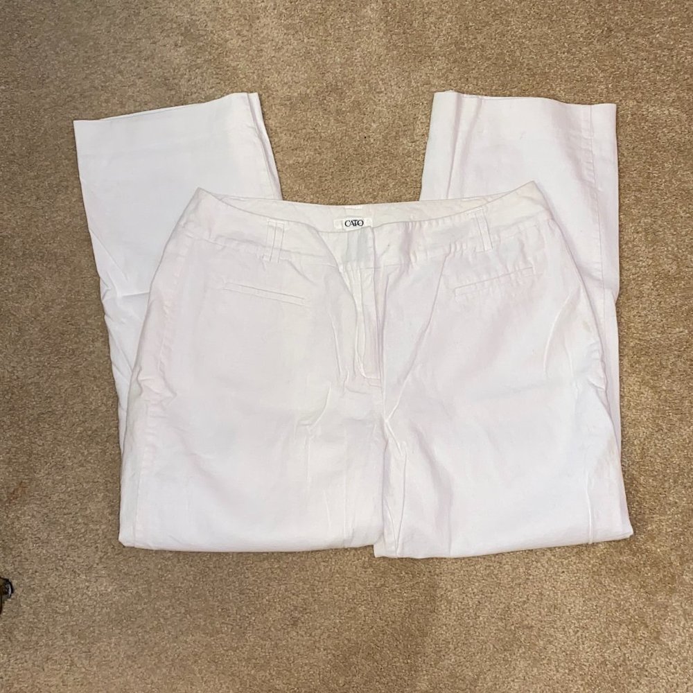 Cato White Linen Lined Pants Size 14P